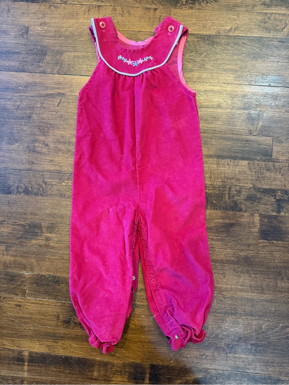 Vintage 1990's Winnie The Pooh Corduroy Overalls Pink Embroidered Disney Kids